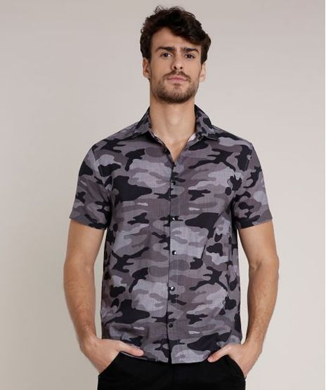 Camisa-Masculina-Triya-Tradicional-Estampada-Camuflada-Manga-Curta-Chumbo-9727429-Chumbo_1