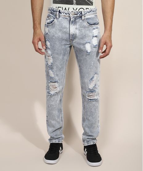 Calca-Jeans-Masculina-Slim-Destroyed-Marmorizada-Azul-Claro-9967825-Azul_Claro_1