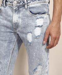 Calca-Jeans-Masculina-Slim-Destroyed-Marmorizada-Azul-Claro-9967825-Azul_Claro_4