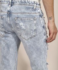 Calca-Jeans-Masculina-Slim-Destroyed-Marmorizada-Azul-Claro-9967825-Azul_Claro_5
