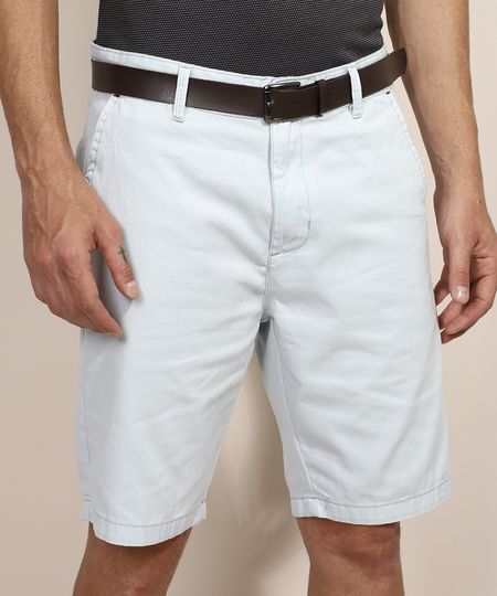 Bermuda-de-Sarja-Masculina-Reta-Chino-com-Cinto-Azul-Claro-9966067-Azul_Claro_1