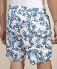 Bermuda-de-Sarja-Masculina-Reta-Estampada-de-Folhagem-com-Cordao-Off-White-9966718-Off_White_2