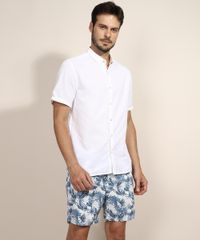 Bermuda-de-Sarja-Masculina-Reta-Estampada-de-Folhagem-com-Cordao-Off-White-9966718-Off_White_3