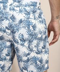 Bermuda-de-Sarja-Masculina-Reta-Estampada-de-Folhagem-com-Cordao-Off-White-9966718-Off_White_5