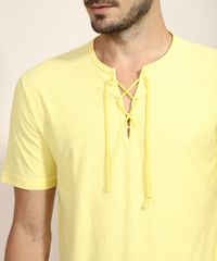 Camiseta-Masculina-com-Amarracao-Manga-Curta-Gola-V-Amarela-9968468-Amarelo_4