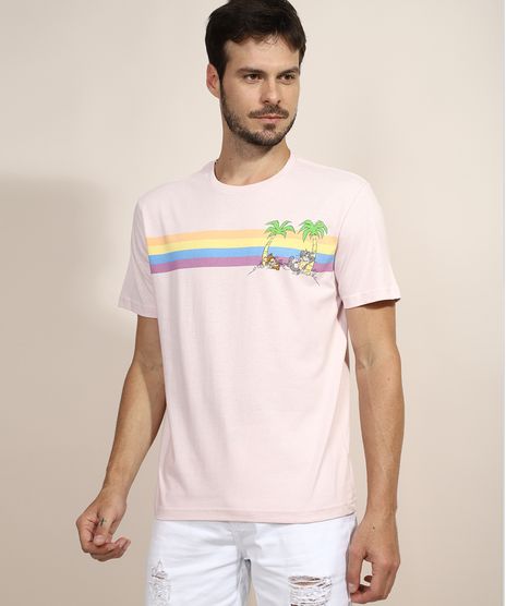 Camiseta-Masculina-Tom-e-Jerry-na-Praia-com-Listras-Manga-Curta-Gola-Careca-Rosa-Claro-9970371-Rosa_Claro_1