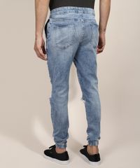 Calca-Jeans-Masculina-Jogger-Skinny-Destroyed-com-Cordao-Azul-Medio-9968743-Azul_Medio_2