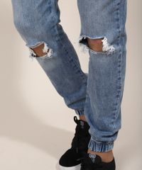 Calca-Jeans-Masculina-Jogger-Skinny-Destroyed-com-Cordao-Azul-Medio-9968743-Azul_Medio_5