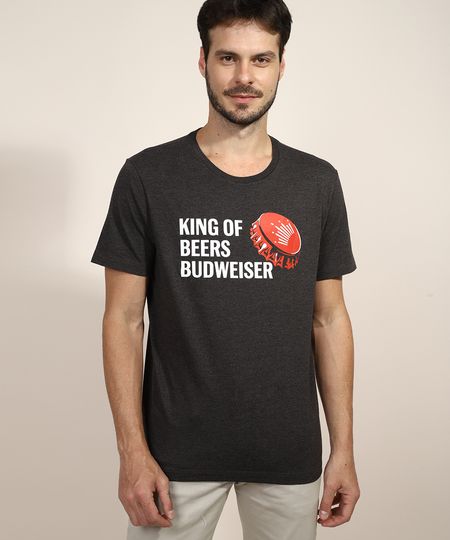 Camiseta-Masculina-Budweiser--King-of-Beers--Manga-Curta-Gola-Careca-Cinza-Mescla-Escuro-9968749-Cinza_Mescla_Escuro_1