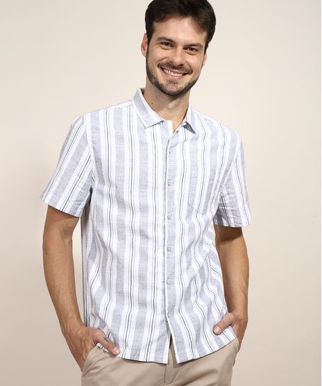 Camisa-Masculina-Relaxed-Listrada-com-Linho-e-Bolso-Manga-Curta-Branca-9948624-Branco_1