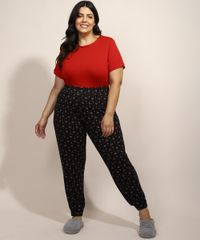 Pijama-Feminino-Plus-Size-com-Estampa-Mini-Print-de-Coracoes-Manga-Curta-Vermelho-9971251-Vermelho_5