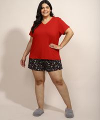Pijama-Feminino-Plus-Size-com-Estampa-Floral-Manga-Curta-Preto-9971252-Preto_3