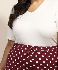 Pijama-Feminino-Plus-Size-com-Estampa-de-Poa-Manga-Curta-Vinho-9971252-Vinho_4