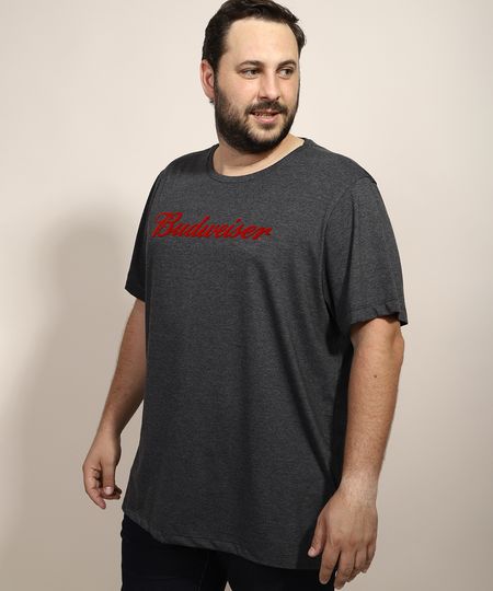 Camiseta-Masculina-Plus-Size-Budweiser-Manga-Curta-Gola-Careca-Cinza-Mescla-Escuro-9974278-Cinza_Mescla_Escuro_1