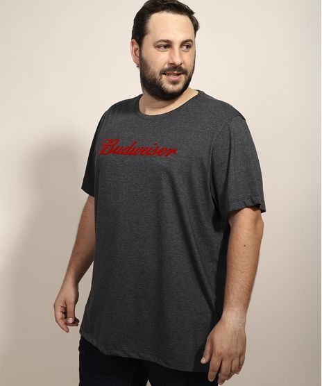 Camiseta-Masculina-Plus-Size-Budweiser-Manga-Curta-Gola-Careca-Cinza-Mescla-Escuro-9974278-Cinza_Mescla_Escuro_1