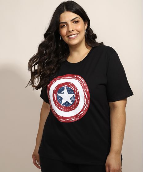 Blusa-Feminina-Plus-Size-Capitao-America-Manga-Curta-Decote-Redondo-Preta-9971361-Preto_1