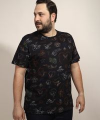 Camiseta-Masculina-Plus-Size-Looney-Tunes-Estampada-Manga-Curta-Gola-Careca-Preta-9968102-Preto_5