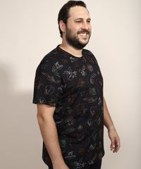 Camiseta-Masculina-Plus-Size-Looney-Tunes-Estampada-Manga-Curta-Gola-Careca-Preta-9968102-Preto_6