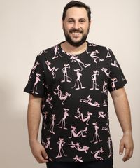 Camiseta-Masculina-Plus-Size-Pantera-Cor-de-Rosa-Estampada-Manga-Curta-Gola-Careca-Preta-9968105-Preto_1
