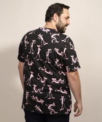 Camiseta-Masculina-Plus-Size-Pantera-Cor-de-Rosa-Estampada-Manga-Curta-Gola-Careca-Preta-9968105-Preto_2