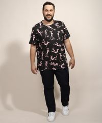 Camiseta-Masculina-Plus-Size-Pantera-Cor-de-Rosa-Estampada-Manga-Curta-Gola-Careca-Preta-9968105-Preto_3
