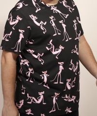 Camiseta-Masculina-Plus-Size-Pantera-Cor-de-Rosa-Estampada-Manga-Curta-Gola-Careca-Preta-9968105-Preto_4