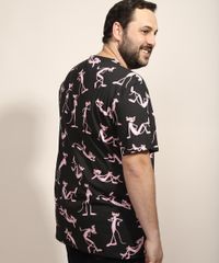 Camiseta-Masculina-Plus-Size-Pantera-Cor-de-Rosa-Estampada-Manga-Curta-Gola-Careca-Preta-9968105-Preto_5