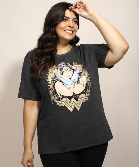 Blusa-Feminina-Plus-Size-Mulher-Maravilha-Metalizada-Manga-Curta-Decote-Redondo-Cinza-Mescla-Escuro-9971363-Cinza_Mescla_Escuro_1