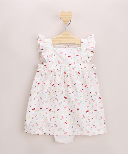 Vestido-Infantil-Estampado-de-Cerejas-Manga-Curta-com-Babados---Calcinha-Branco-9954539-Branco_1