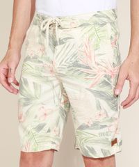 Bermuda-Masculina-Reta-Estampada-Floral-com-Bolso-e-Cadarco-Bege-Claro-9967092-Bege_Claro_5