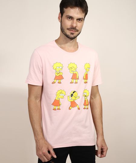 Camiseta-Masculina-Lisa-Simpson-Manga-Curta-Gola-Careca-Rose-9937475-Rose_1