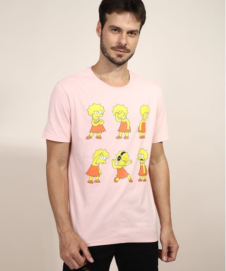 Camiseta-Masculina-Lisa-Simpson-Manga-Curta-Gola-Careca-Rose-9937475-Rose_1