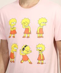 Camiseta-Masculina-Lisa-Simpson-Manga-Curta-Gola-Careca-Rose-9937475-Rose_2