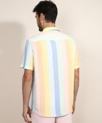 Camisa-Masculina-Tradicional-Estampada-Listrada-Manga-Curta-Multicor-9968730-Multicor_2