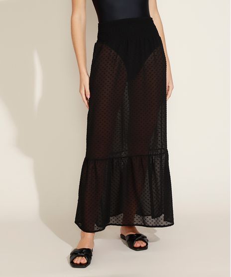 Saida-de-Praia-Feminina-Texturizada-de-Poa-Longa-com-Lastex-e-Babado-Preta-9963627-Preto_1