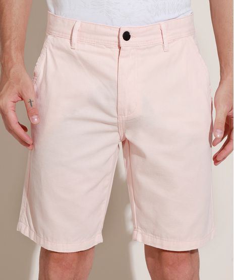 Bermuda-Masculina-de-Sarja-Texturizada-Reta-com-Bolsos-Rosa-Claro-9966788-Rosa_Claro_1