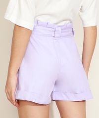 Short-Feminino-de-Sarja-Clochard-Cintura-Alta-com-Cinto-e-Bolsos-Lilas-9967158-Lilas_2