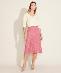 Saia-Feminina-Midi-Estampada-de-Folhas-com-Fenda-e-Elastico-Rosa-Escuro-9947371-Rosa_Escuro_3