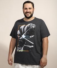 Camiseta-Masculina-Plus-Size-Folhas--Tropical-Paradise--Manga-Curta-Gola-Careca-Cinza-Mescla-Escuro-9967395-Cinza_Mescla_Escuro_1