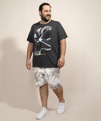 Camiseta-Masculina-Plus-Size-Folhas--Tropical-Paradise--Manga-Curta-Gola-Careca-Cinza-Mescla-Escuro-9967395-Cinza_Mescla_Escuro_3