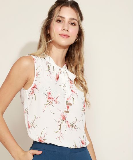 Regata-Feminina-Estampada-Floral-com-Gravata-Decote-V-Off-White-9947353-Off_White_1