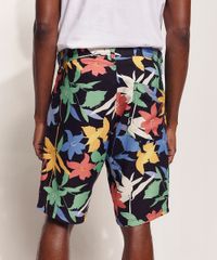Bermuda-Masculina-de-Sarja-Tal-Pai-Tal-Filho-Pipe-Floral-com-Bolsos-Preta-9970120-Preto_2