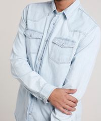 Camisa-Jeans-Masculina-Slim-com-Bolsos-Manga-Longa-Azul-Claro-9814880-Azul_Claro_4