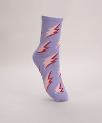 Meia-Feminina-Cano-Alto-Estampado-de-Raios-Lilas-9971028-Lilas_1