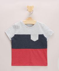 Camiseta-Infantil-com-Recortes-Contrastantes-e-Bolso-Manga-Curta-Gola-Careca-Cinza-Mescla-9963531-Cinza_Mescla_1
