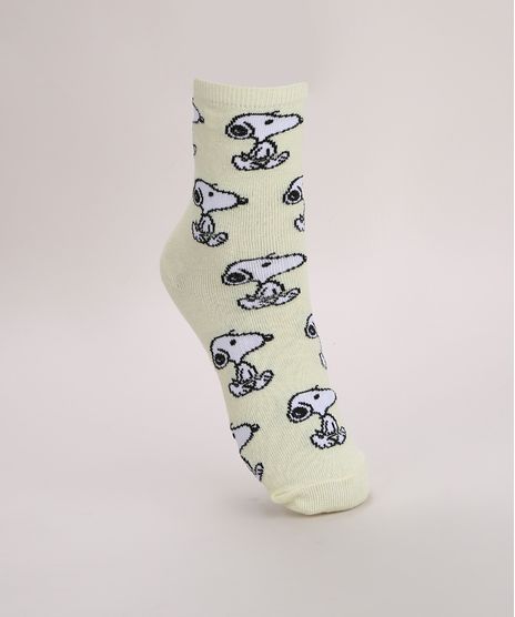 Meia-Feminina-Cano-Alto-Snoopy-Estampado-Amarela-9971060-Amarelo_1