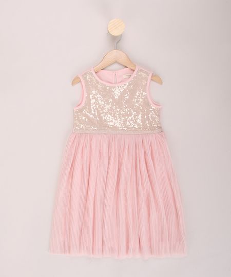 Vestido-Infantil-com-Paetes-e-Plissado-Alca-Larga-Decote-Redondo-Rosa-9953850-Rosa_1