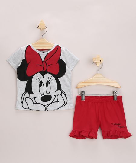 Pijama-Infantil-Minnie-Manga-Curta-Cinza-Mescla-9641230-Cinza_Mescla_1