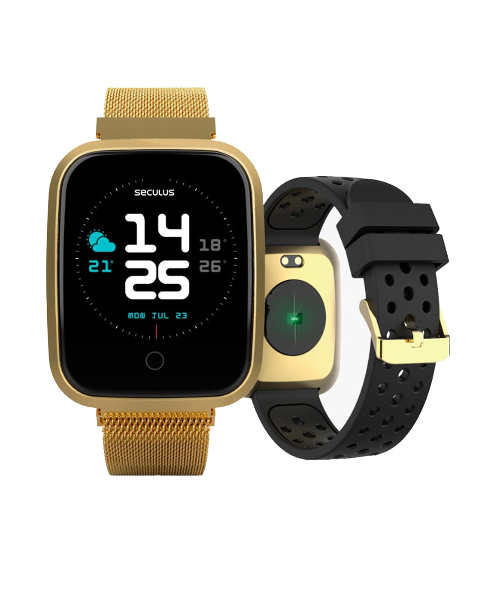 Relógio Smartwatch Seculus Unissex Troca Pulseira - 79006MPSVDE4 Dourado
