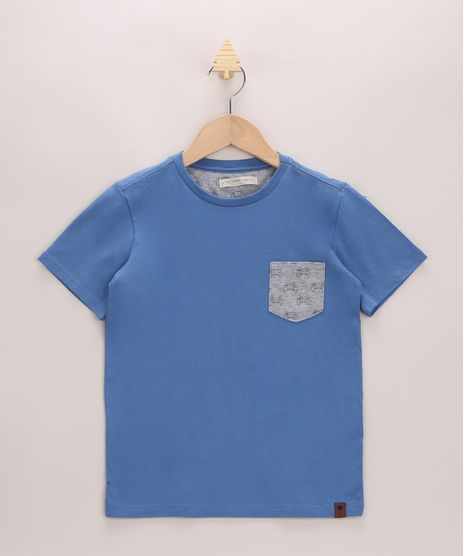 Camiseta-Infantil-com-Bolso-Estampado-Manga-Curta-Gola-Careca-Azul-9968703-Azul_1